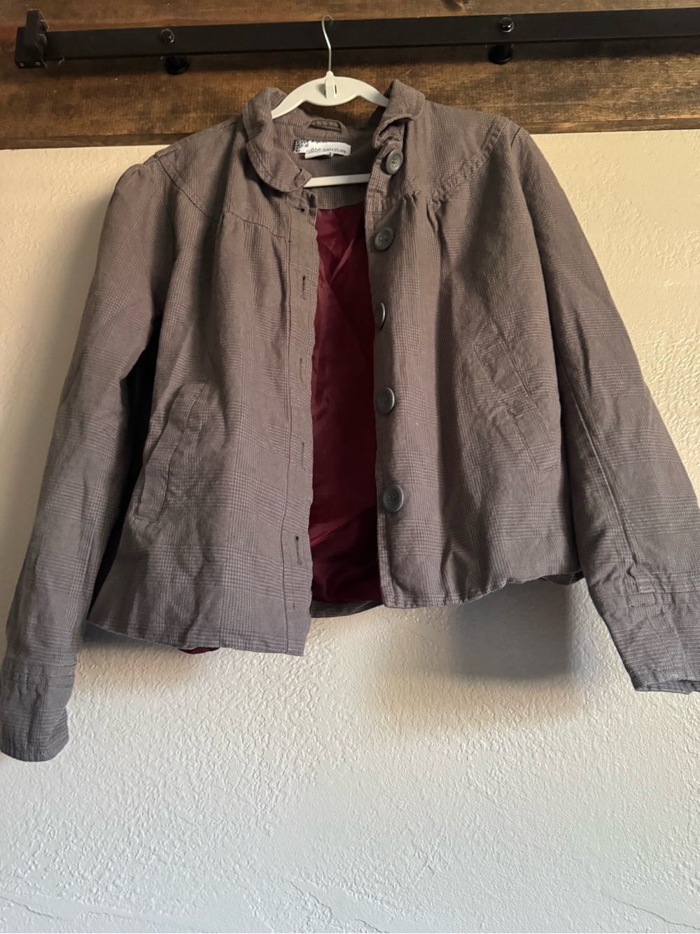 Women’s Tailored Gray Plaid Button Jacket